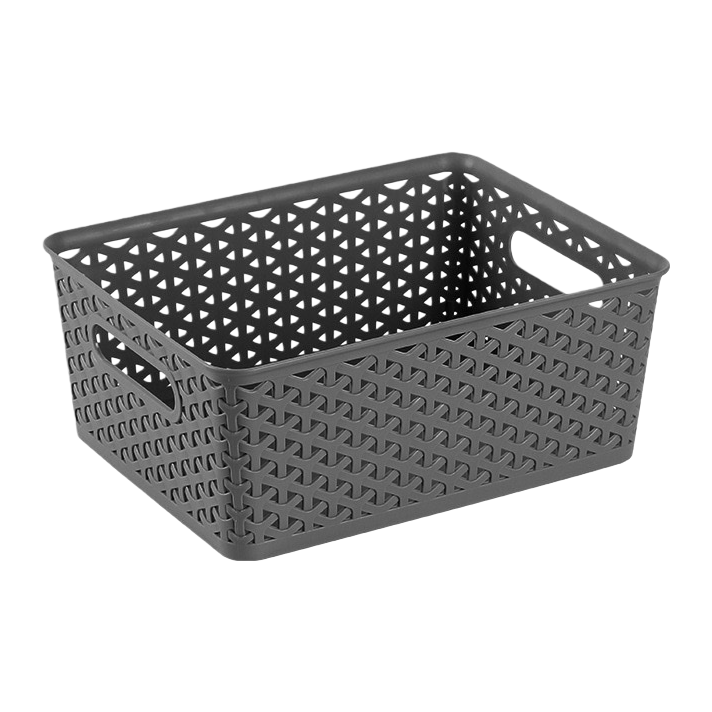 Grey hollowed-out plastic storage basket, household organizing basket, kitchen and bathroom storage basket Item Picture