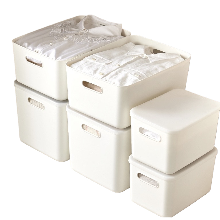 White plastic storage box, household organization box, large-capacity dust-proof storage box Item Picture