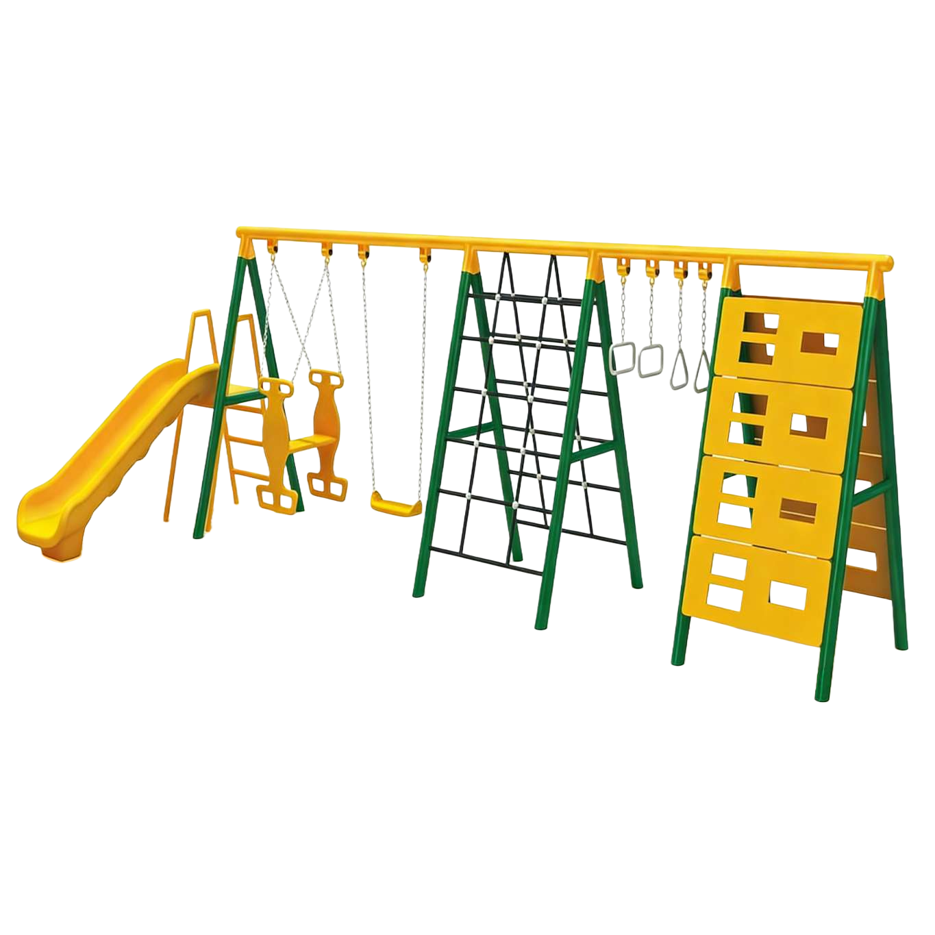 Diapositiva amarilla con soporte verde para atracciones infantiles Item Picture