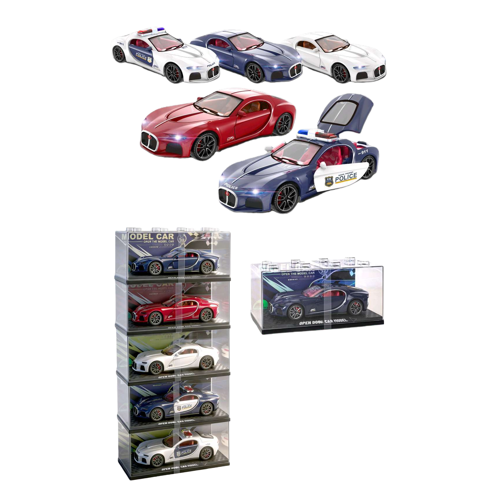 Colorful sports car model, alloy material, dynamic design, collectible display piece Item Picture