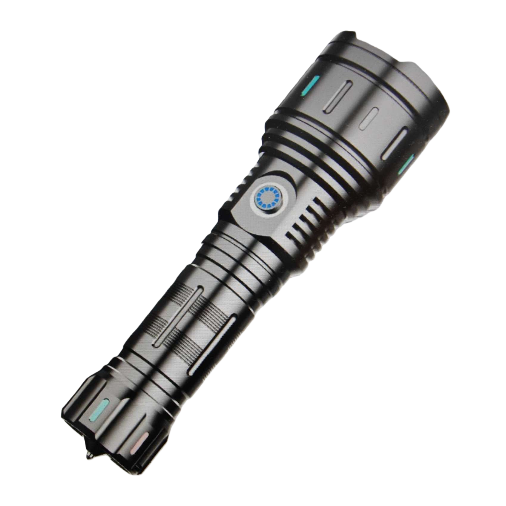 Black tactical flashlight, high-brightness, strong light, waterproof, rechargeable portable LED flashlight Item Picture