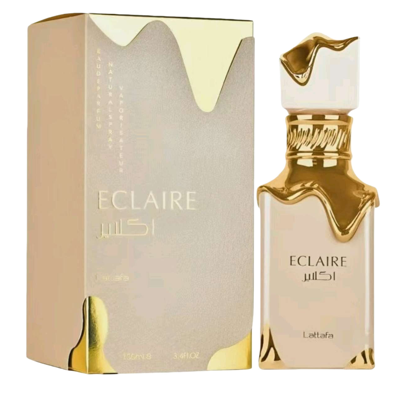 ECLAIRES金色熔岩流线设计香水白底实物图