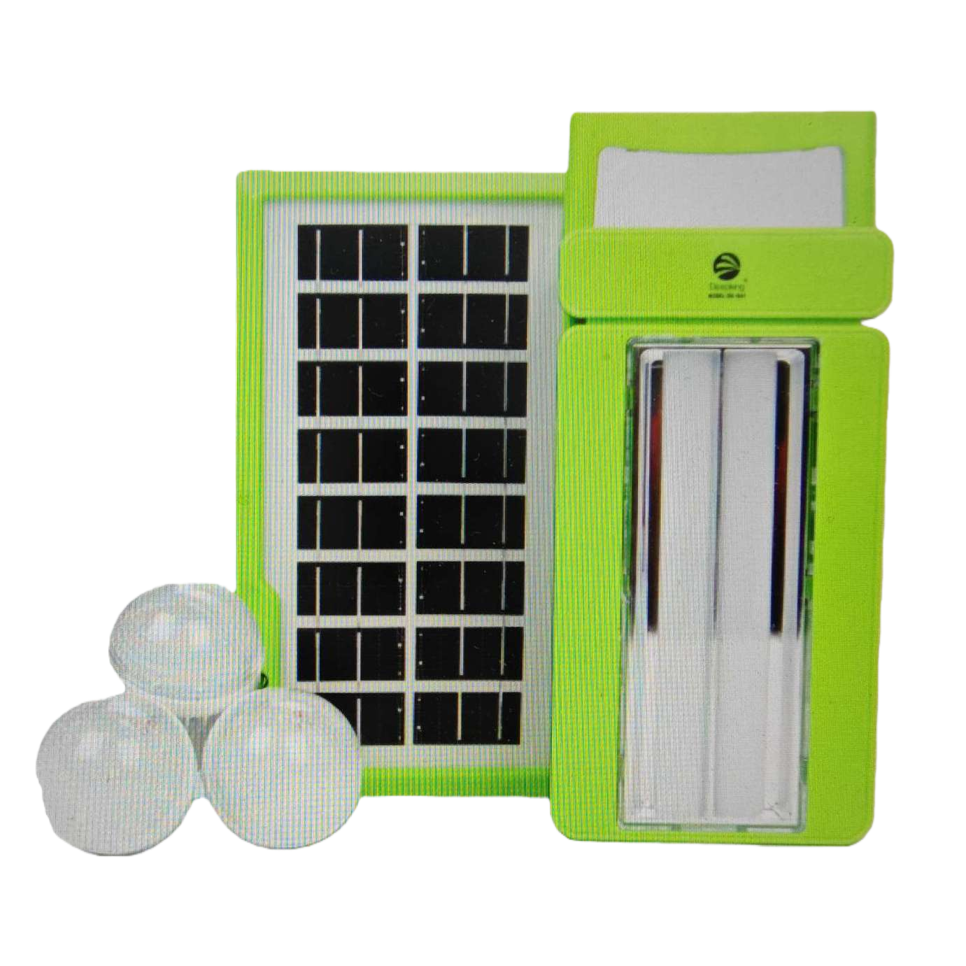 The green solar lamp consists of solar panels and a lamp body structure Item Picture