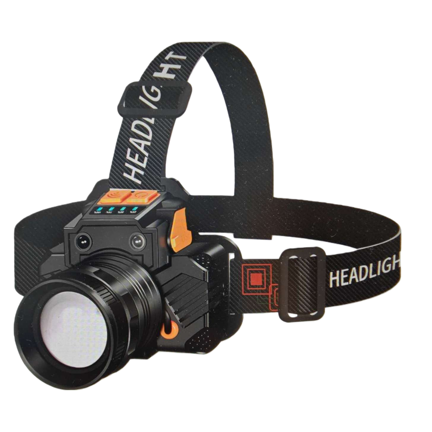 Black headlamp with adjustable brightness, waterproof portable LED head-mounted lighting Item Picture