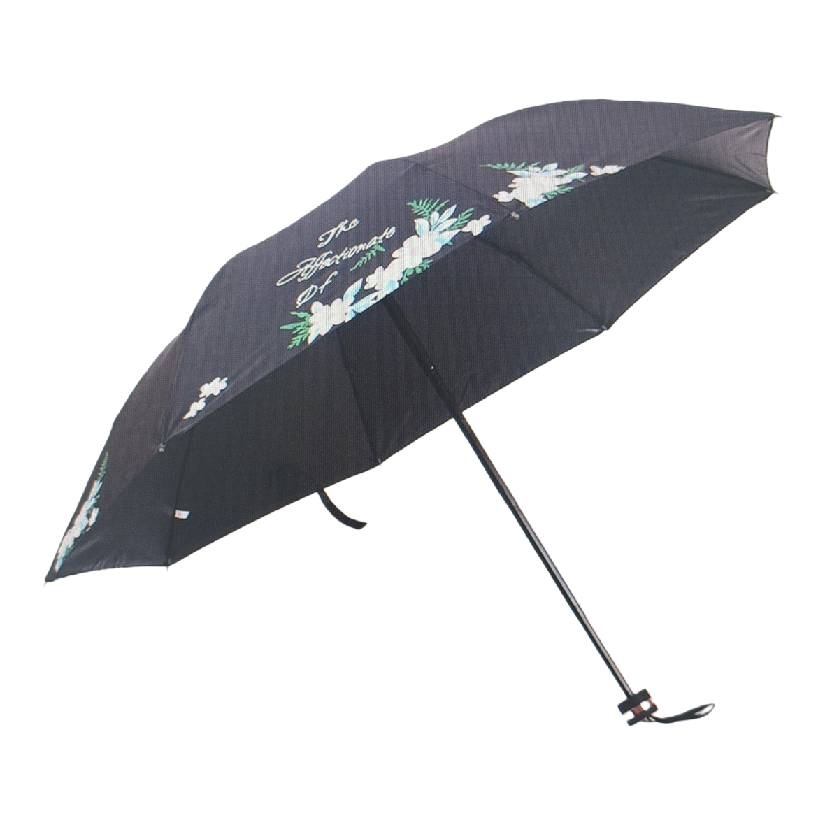 Patrón floral negro soleado lluvia paraguas de doble uso impermeable protección solar ligero plegable Item Picture