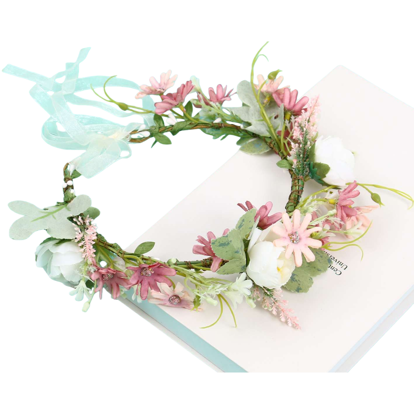 Pink and white flower garlands, headwear, hair accessories, party decorations, bride's headwear, spring photo props Item Picture