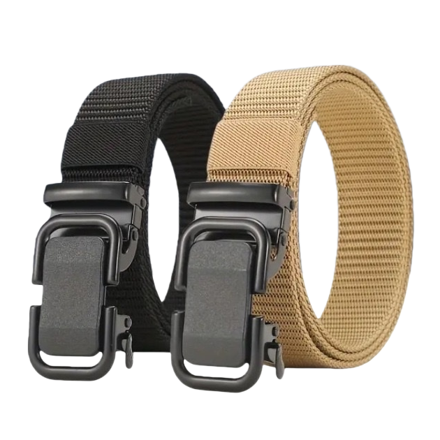 حزام أسود من القماش الكاكي مع مشبك معدني أسود Item Picture
