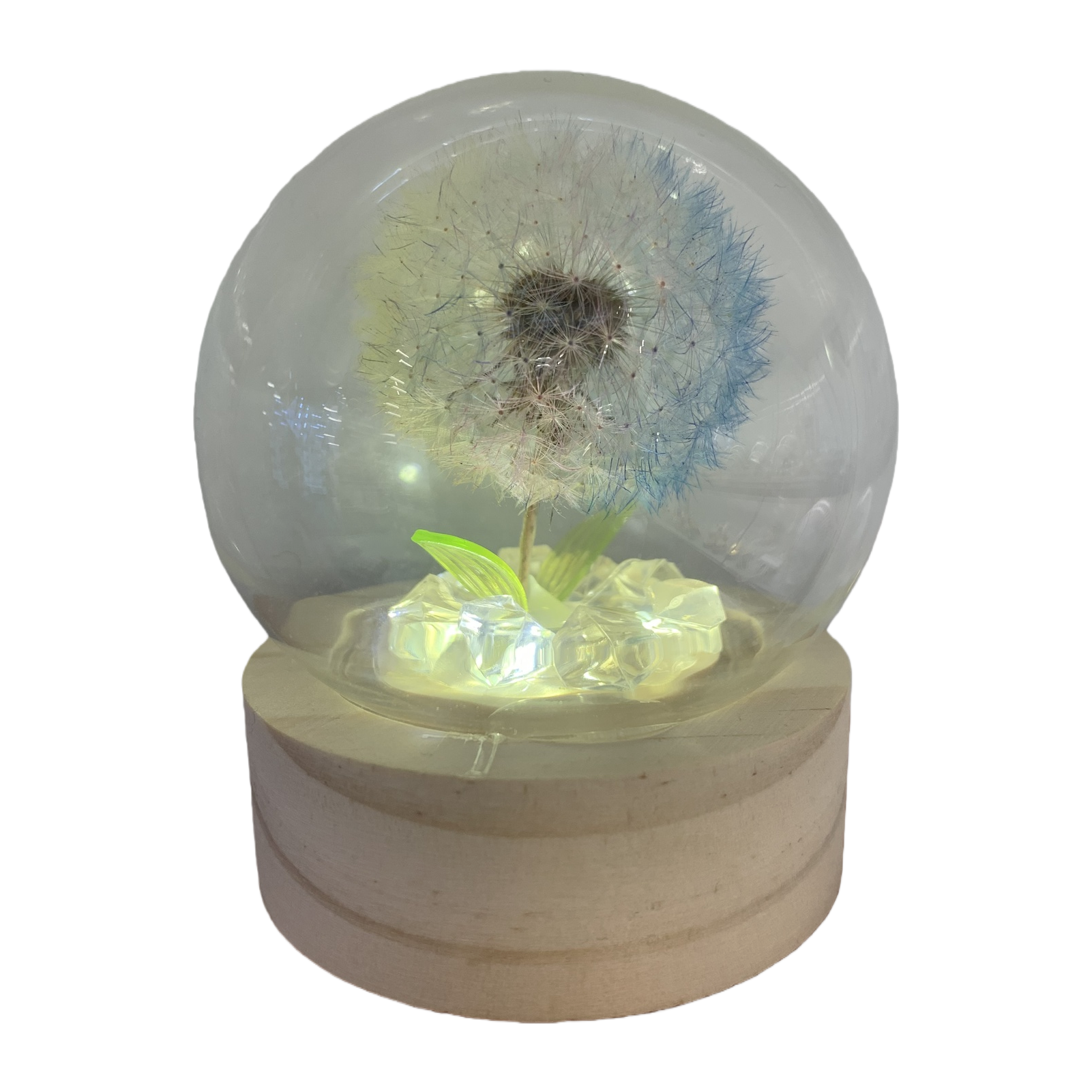 Transparent spherical resin ornaments containing dandelions and luminous flowers are creative home decoration handicrafts and small ornaments Item Picture