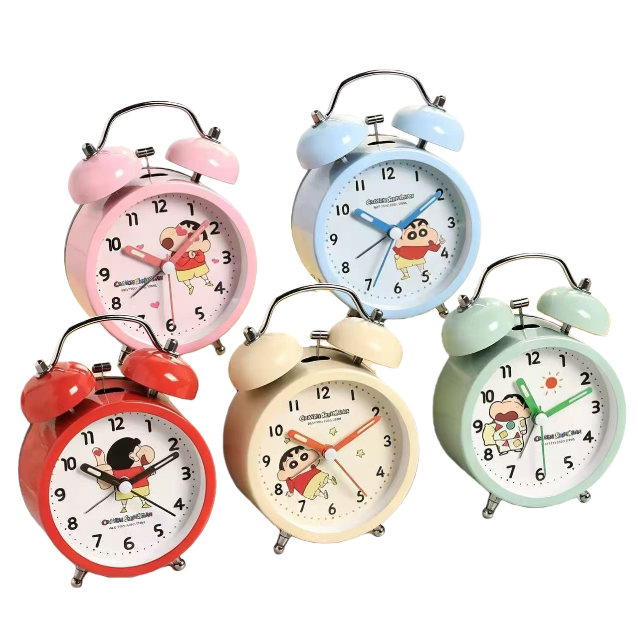 Colorful Crayon Shin-themed alarm clock, children's cartoon electronic alarm clock, bedside clock Item Picture