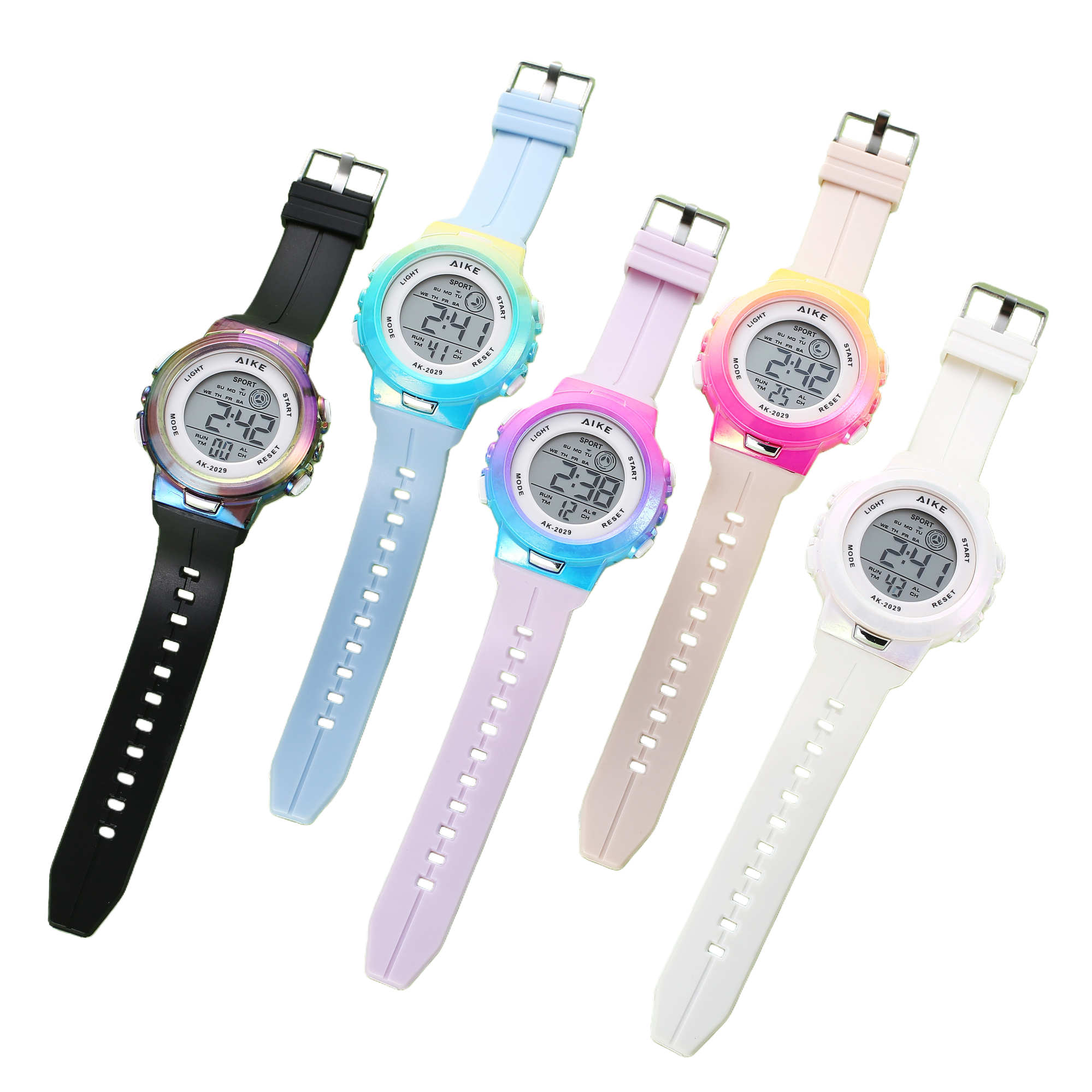 Colorful electronic watch sets for both men and women, trendy quartz watches in multiple colors to choose from, fashionable accessories Item Picture