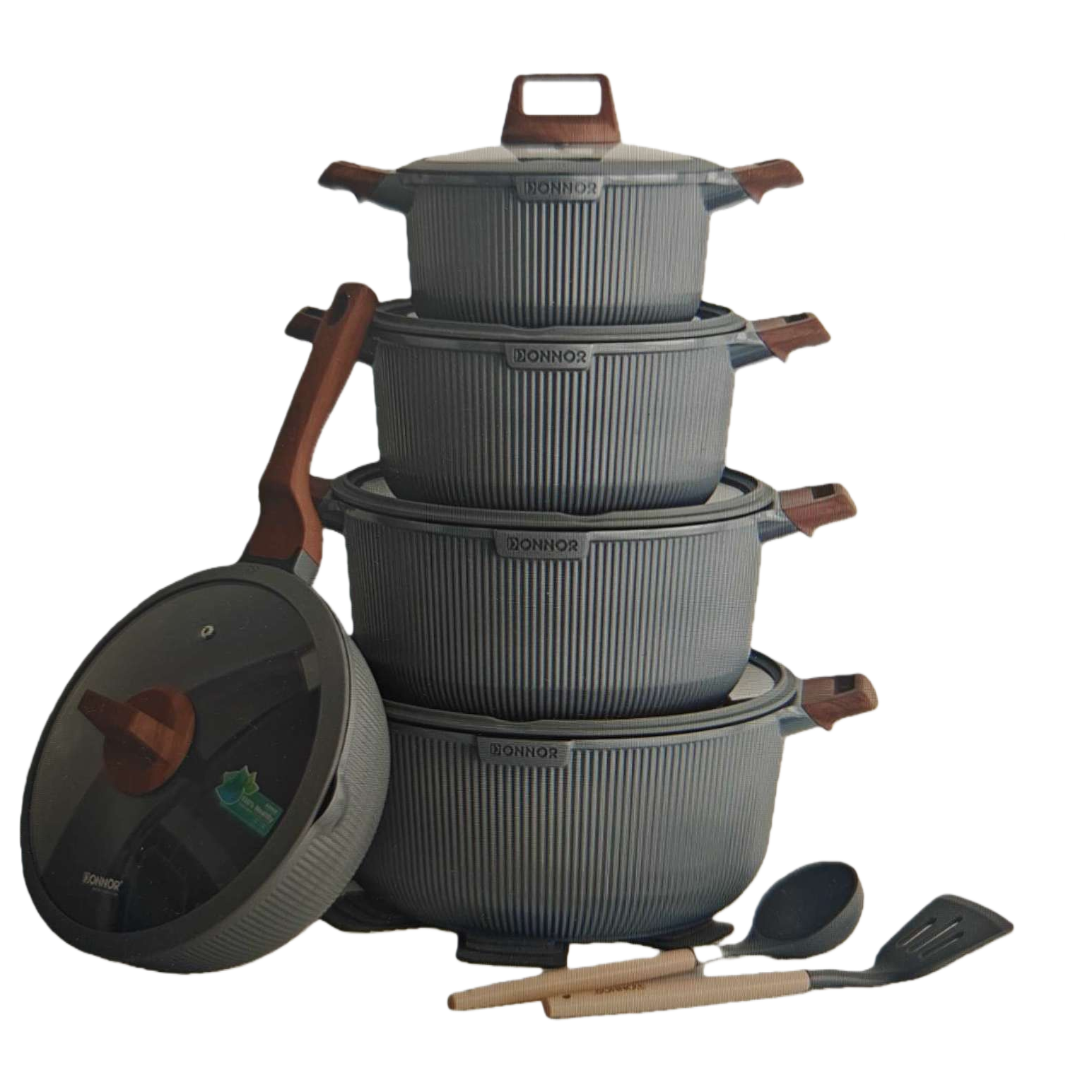 الخطوط الرمادية غير لاصقة مقلاة مع ثلاث قطع من المقلاة Item Picture