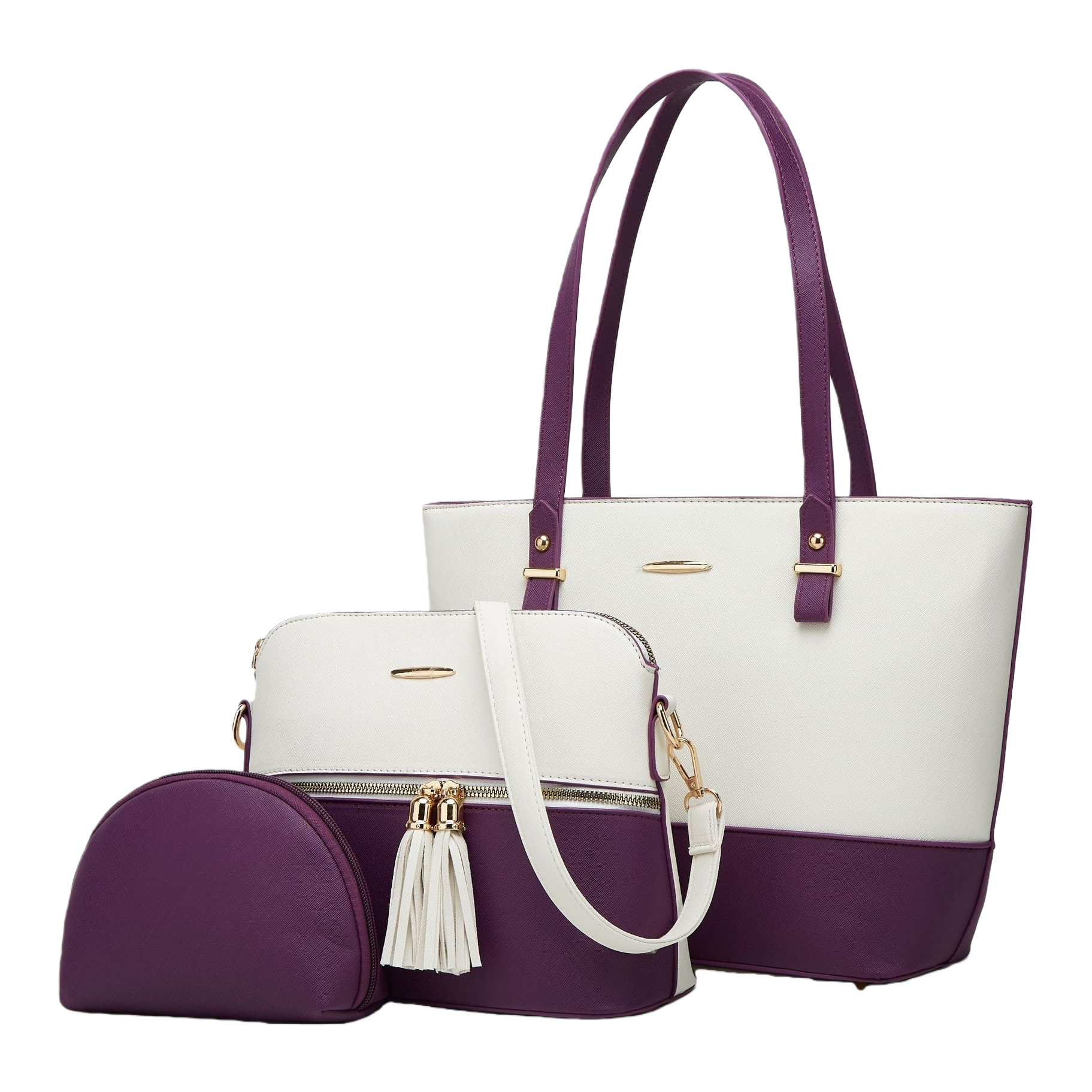 حقائب اليد الأرجوانية والأبيض Item Picture