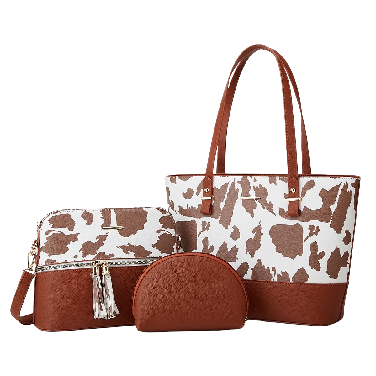 Traje de bolso de cuero de vaca marrón con patrón de mujer commuter gran capacidad regalo de negocios de lujo ligero Item Picture