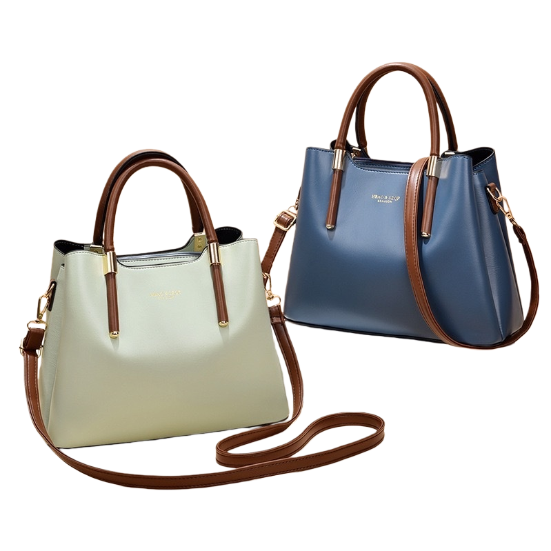 A light green and blue color-blocked handbag, a fashionable single-shoulder bag for women's commuting Item Picture