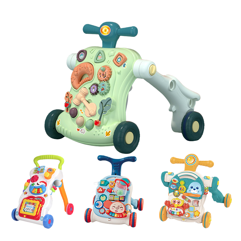The green multi-functional baby walker is a safe, stable, foldable toy with music Item Picture