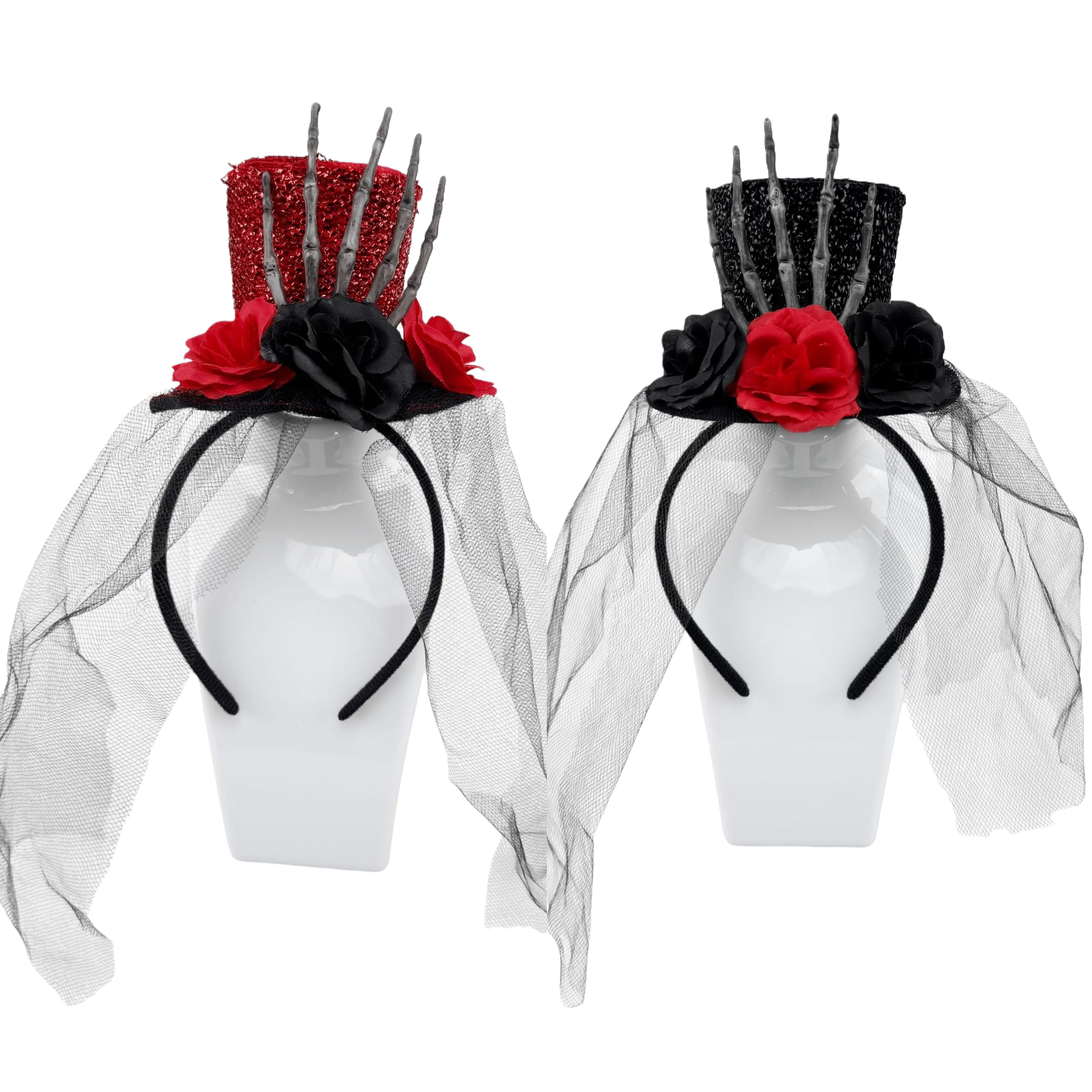 Black headband, skull, hand top and floral crown decoration Item Picture