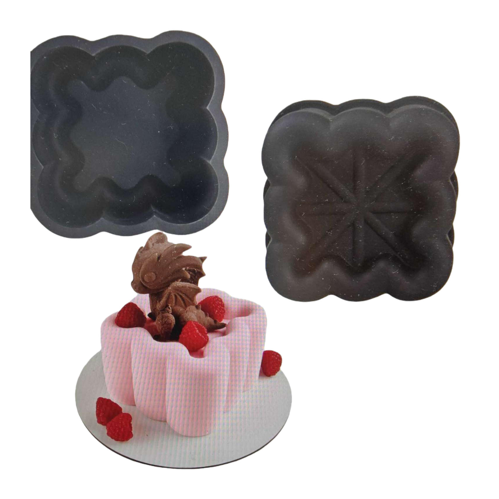 Black wavy edge cake mold baking silicone, high-temperature resistant, washable for household use Item Picture