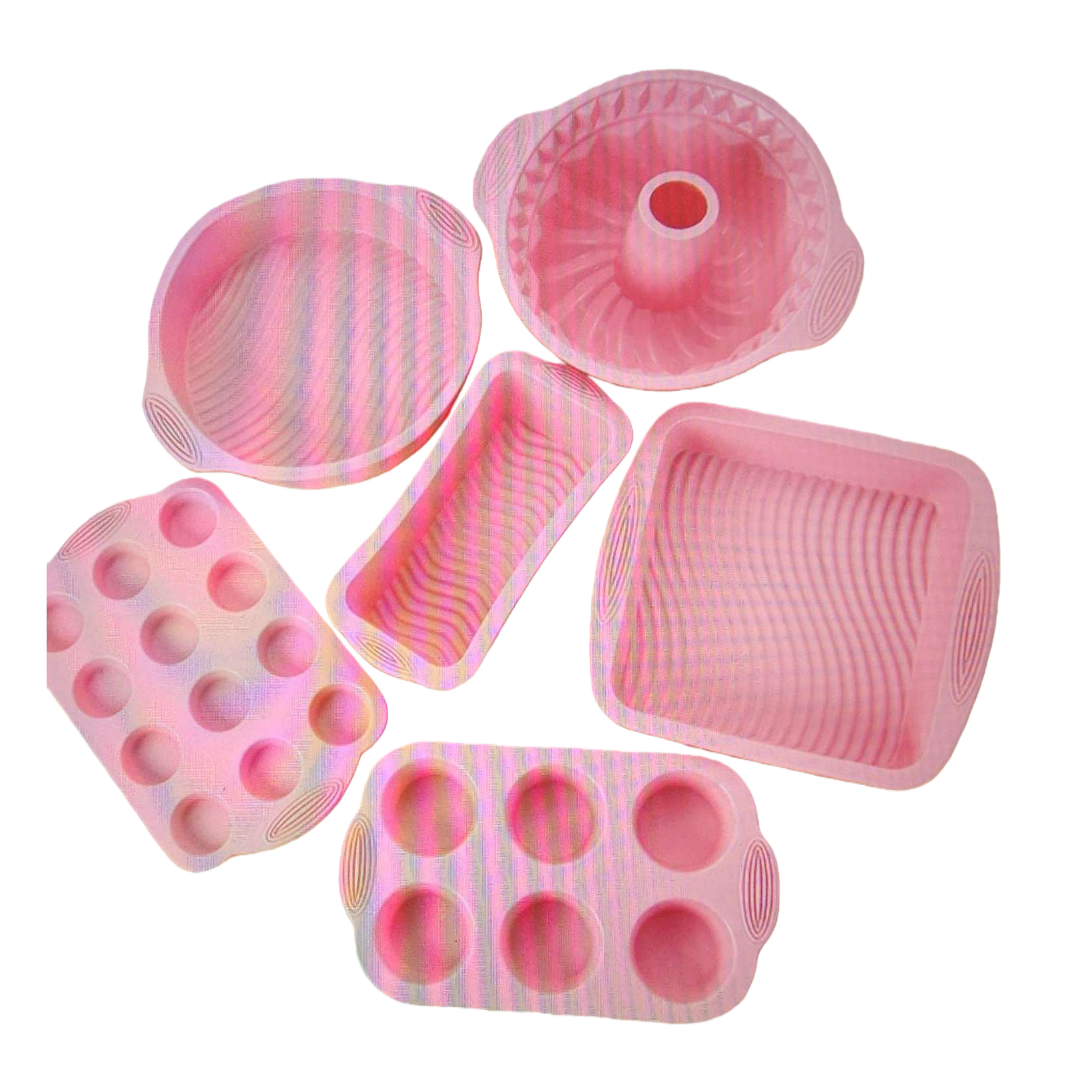 Pink silicone baking mold set, high-temperature resistant, food-grade, foldable and easy to demold, with multiple combinations Item Picture