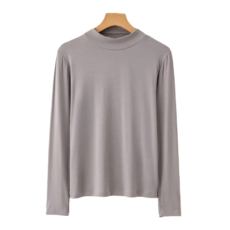A medium-gray long-sleeved muscular base layer, a slimming and warm base layer, is a basic inner layer for women's sports Item Picture