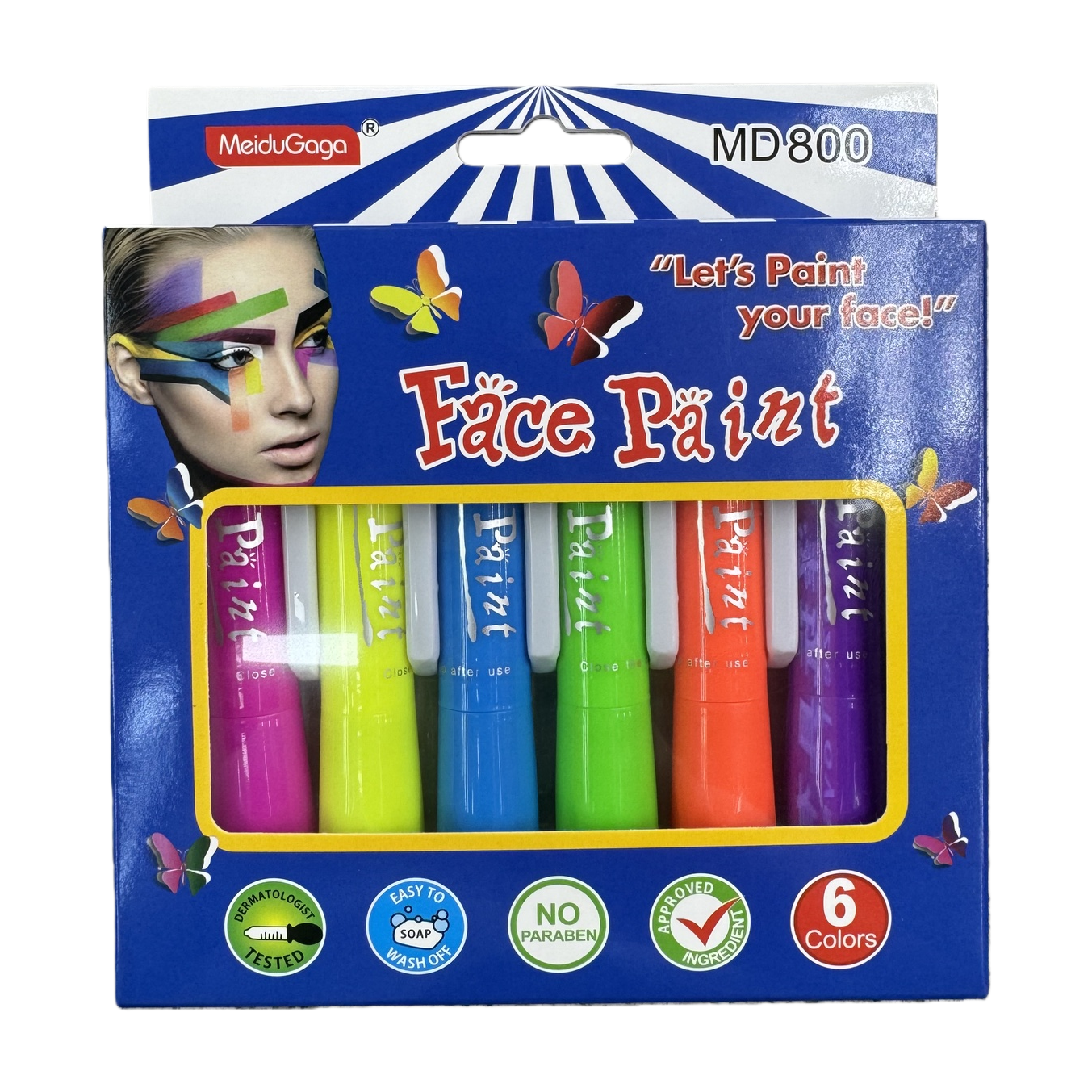 Blue packaging box facial painting paint set, safe for children, non-toxic, washable and detachable Item Picture