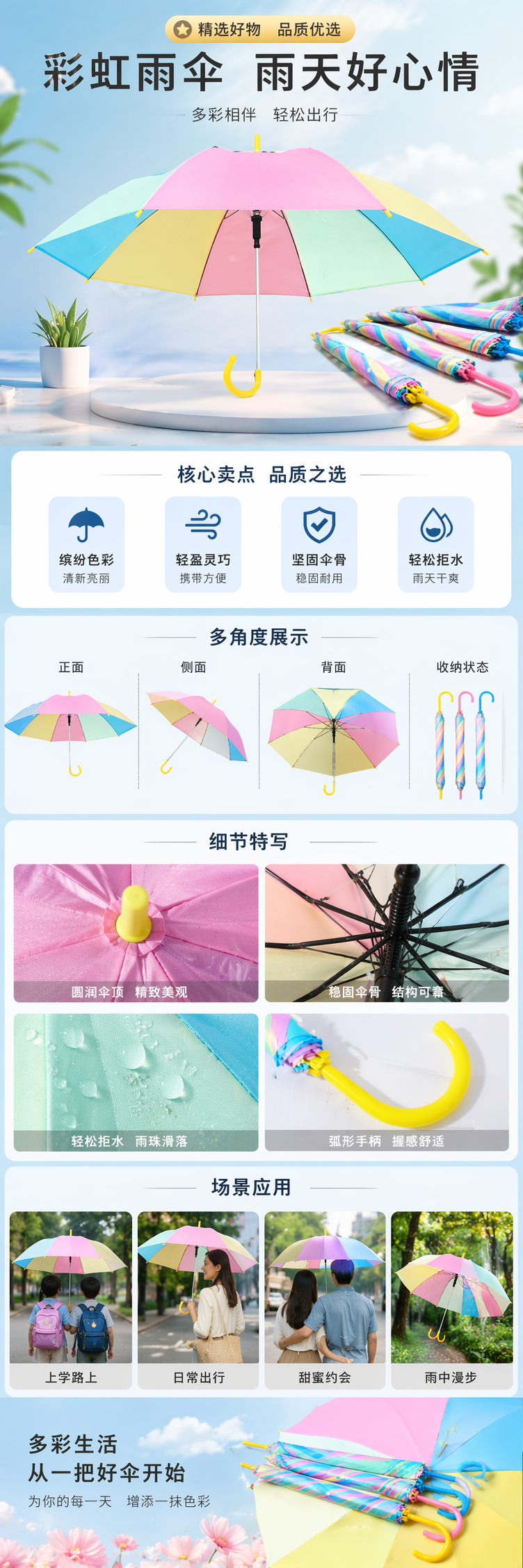 彩色雨伞高密度碰击布晴雨两用便携折叠小巧防风详情1