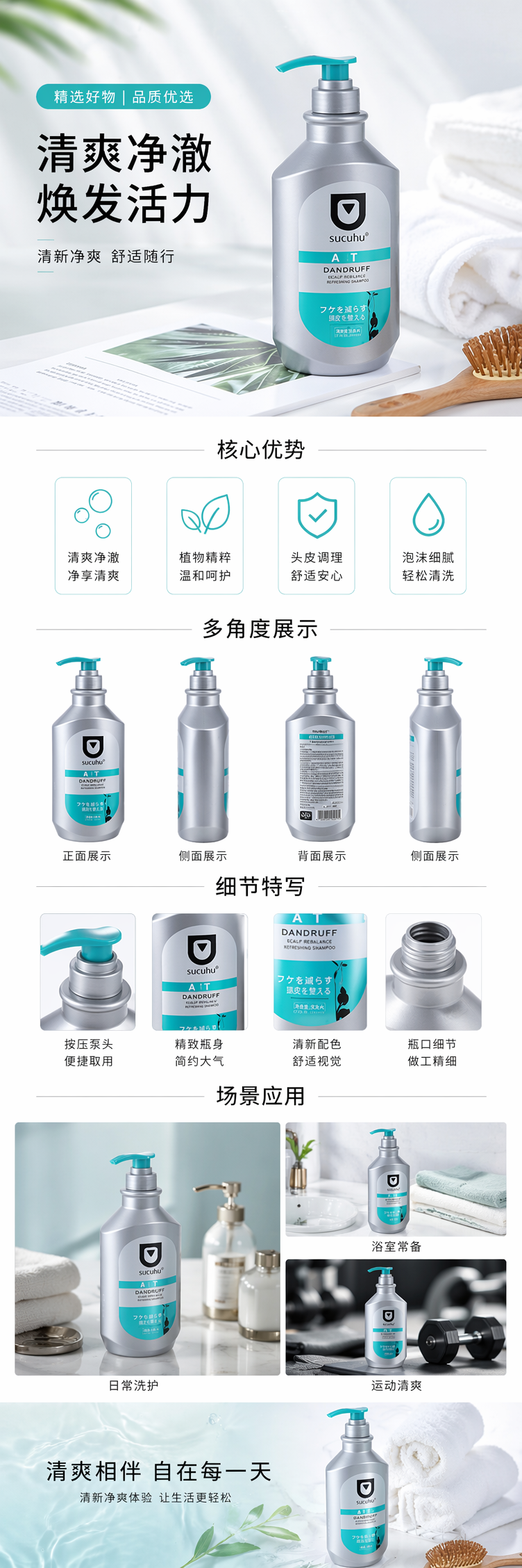 银色泵头瓶 贴心设计按压顺畅化妆品分装瓶详情1