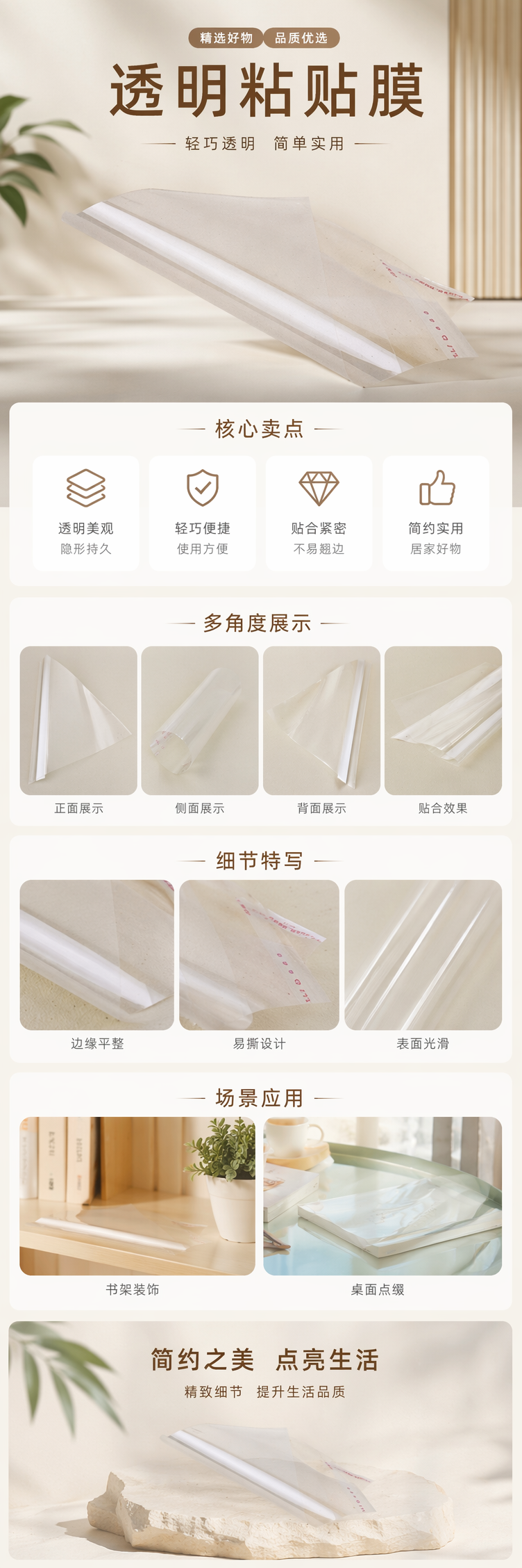 透明胶带卷 3M Scotch 50米宽19mm 高粘度办公文具详情1