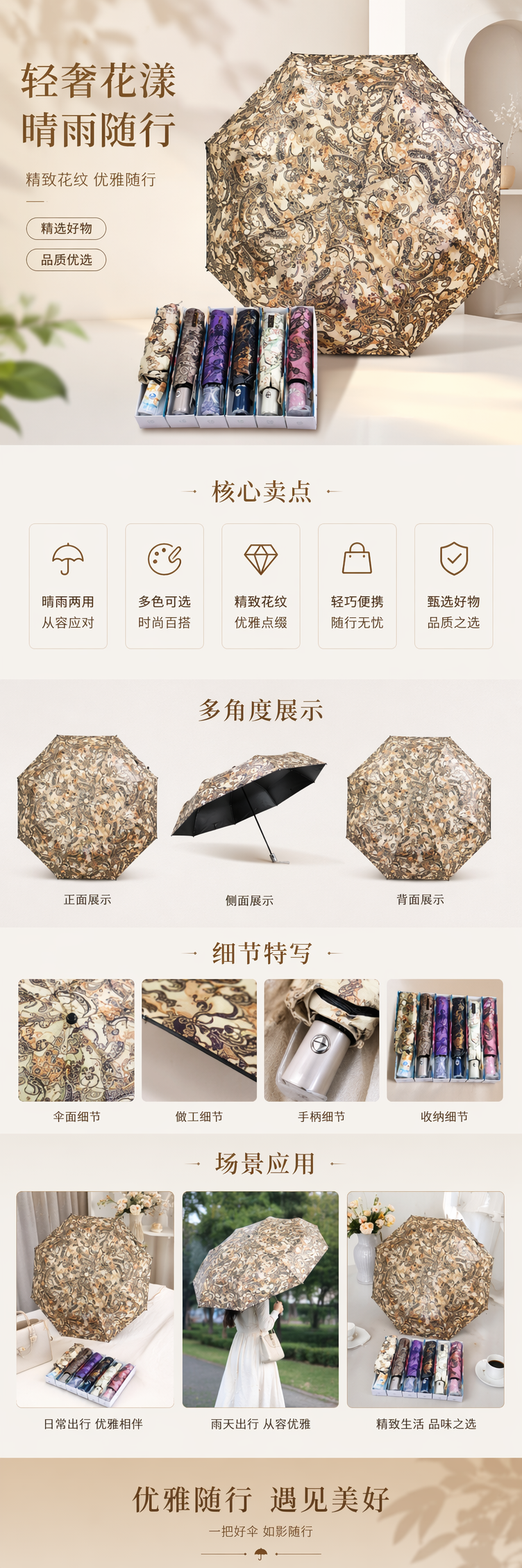 花纹伞面晴雨两用伞详情1