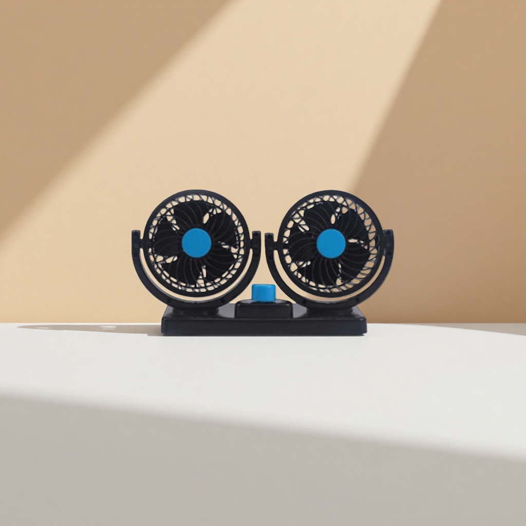 Black dual-head fan, home silent desktop small fan, adjustable speed and rechargeable details Picture