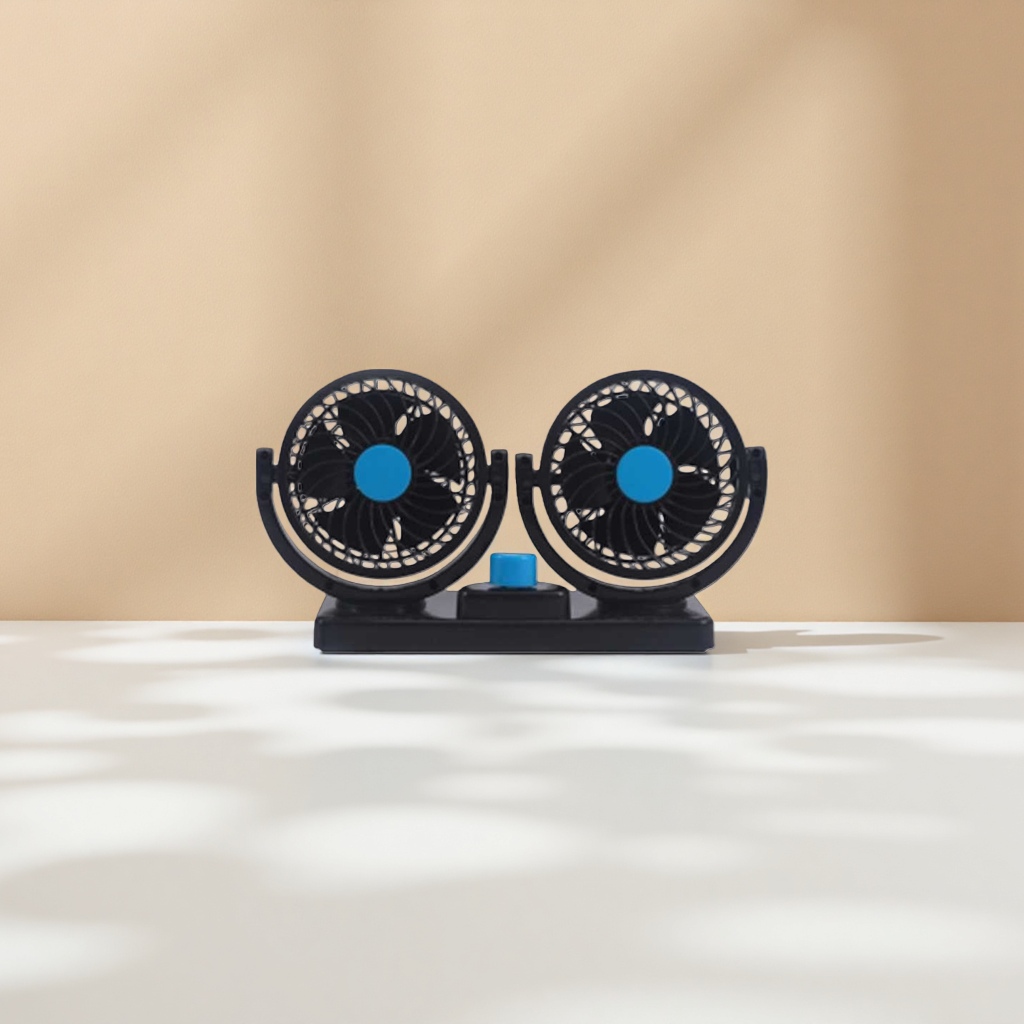 Black dual-head fan, home silent desktop small fan, adjustable speed and rechargeable
