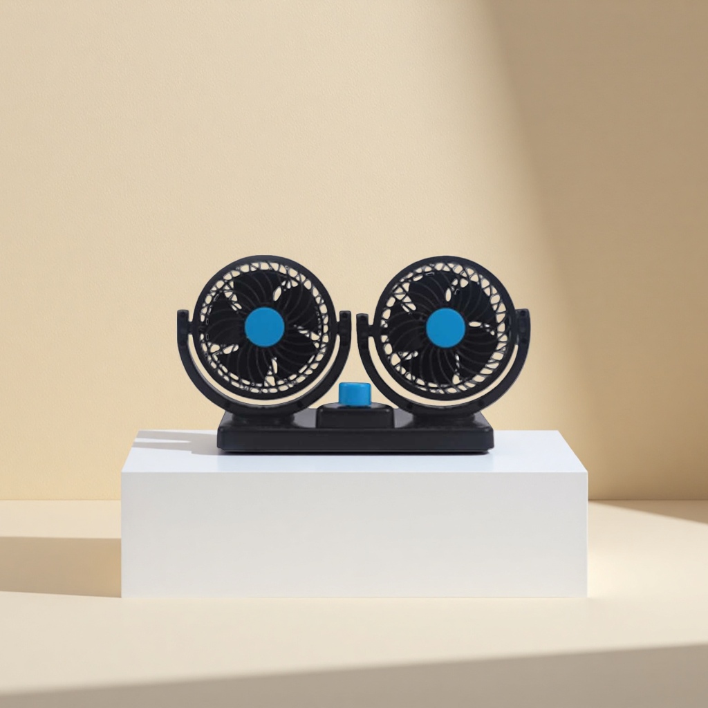 Black dual-head fan, home silent desktop small fan, adjustable speed and rechargeable Specification image
