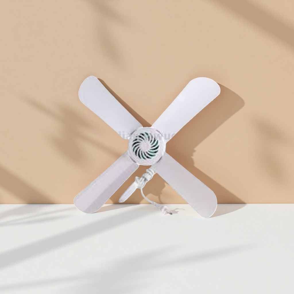 A white four-leaf clover-shaped silent home desktop fan with adjustable wind speed