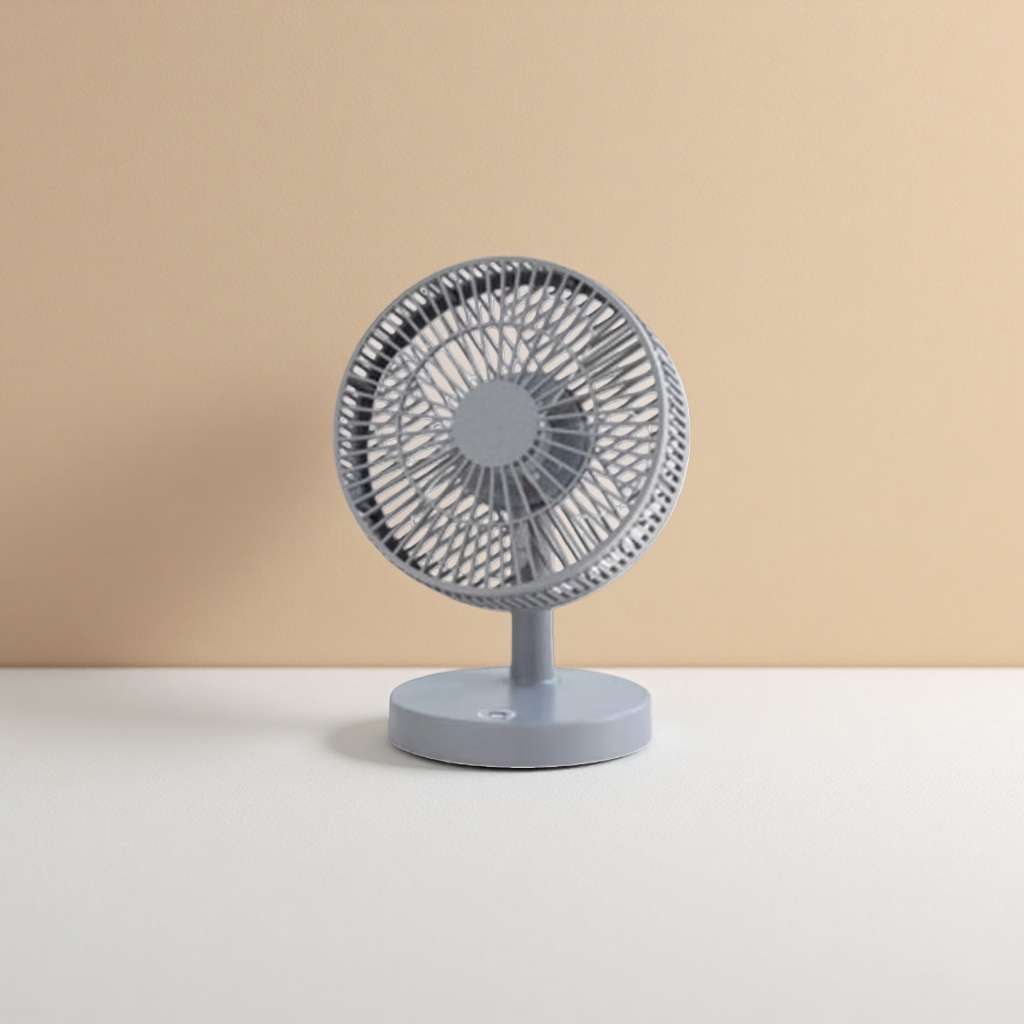 Grey desktop fan, silent and energy-saving, small desktop fan for home and office use