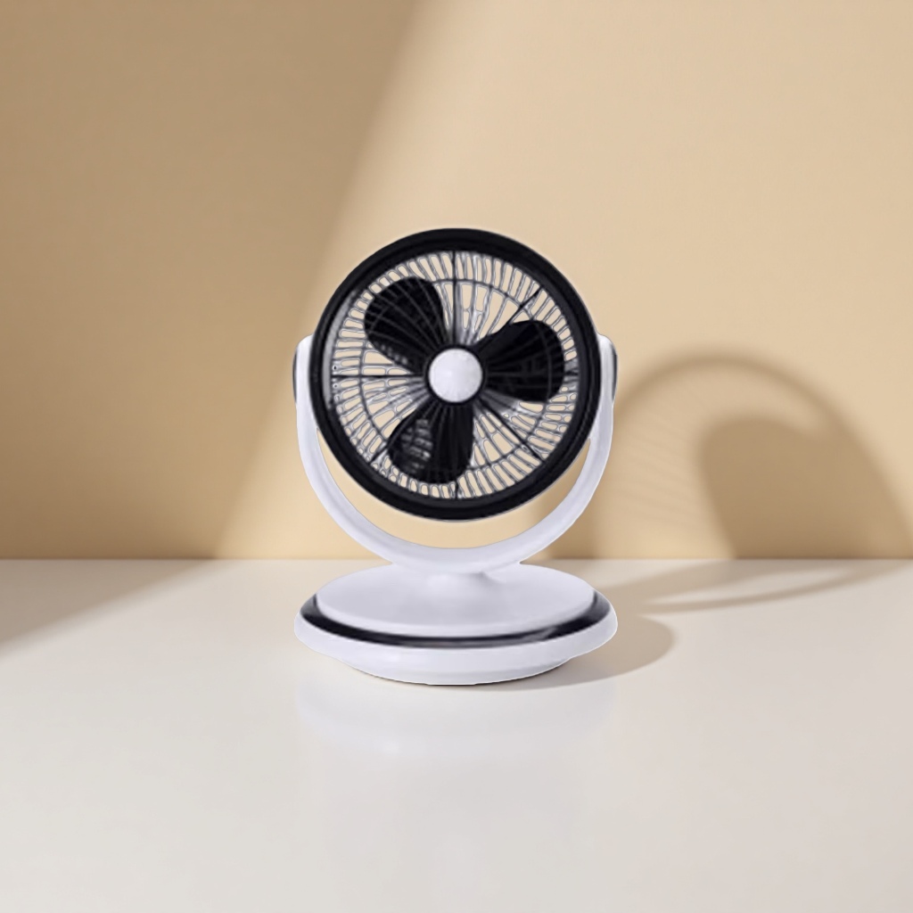 Black blade and white base floor fan, quiet and energy-saving for home use, suitable for bedrooms and living rooms details Picture