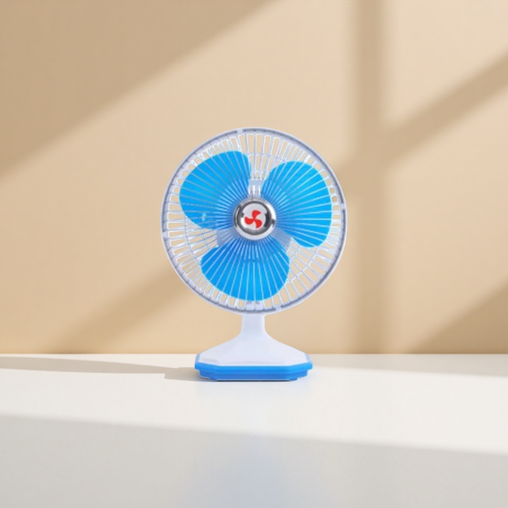 Blue blade floor-standing electric fan for home use, silent, energy-saving and wide-angle air delivery details Picture
