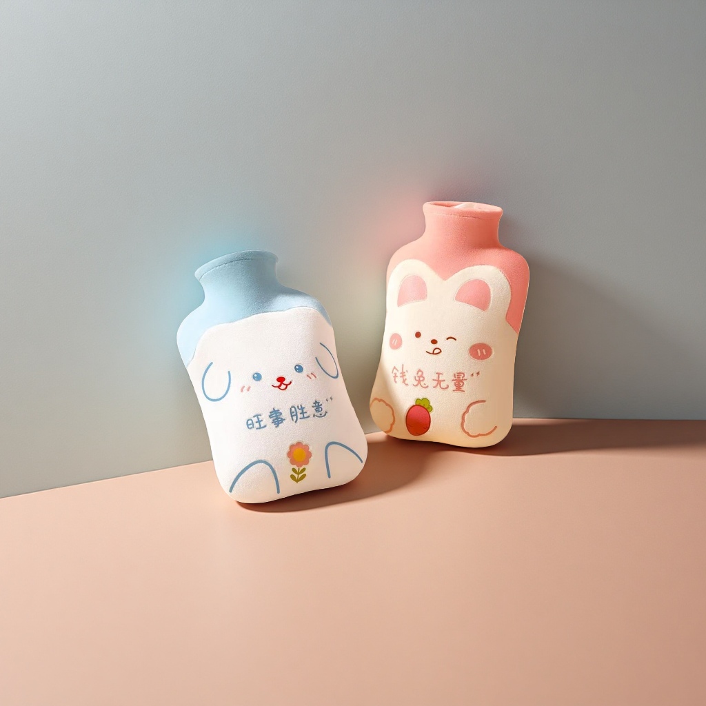 粉色兔子造型暖水袋+蓝色小狗造型暖水袋产品图