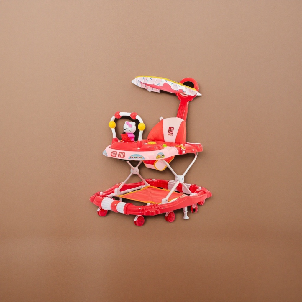 Andador de bebé rojo reposabrazos de esponja espesados altura ajustable ruedas universales silenciosas Specification image