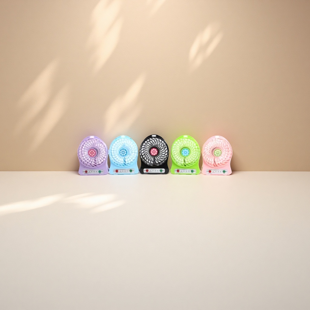 A portable mini USB charging desktop with a color fan, suitable for quiet student dormitories