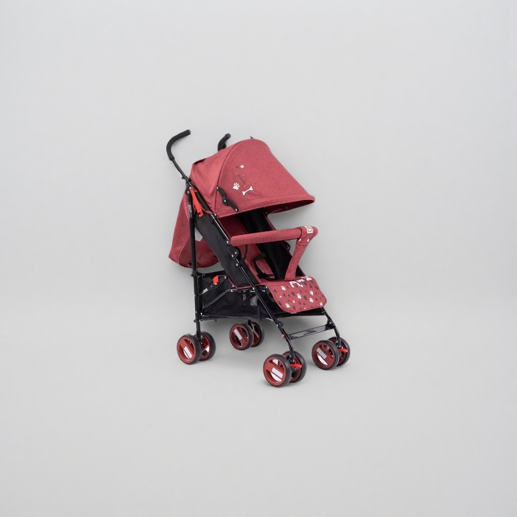 Carro de bebé rojo ligero plegable puede sentarse y acostarse evitar choques protección solar Alta Vista Specification image