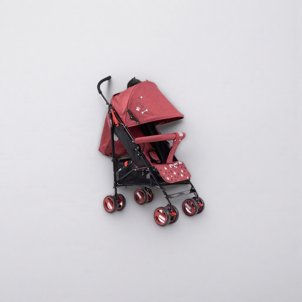 Carro de bebé rojo ligero plegable puede sentarse y acostarse evitar choques protección solar Alta Vista details Picture