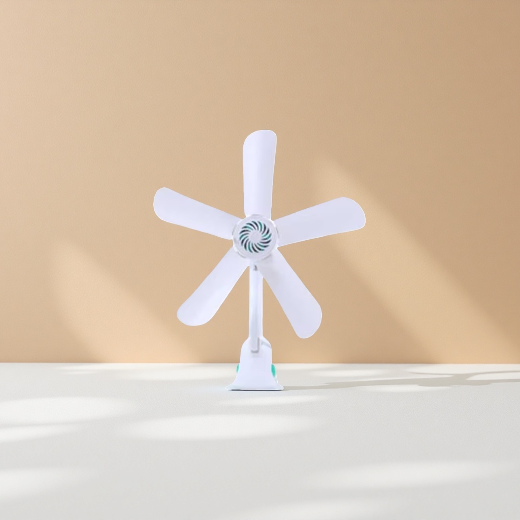 White five-blade fan, silent floor fan, home energy-saving, suitable for bedrooms and living rooms