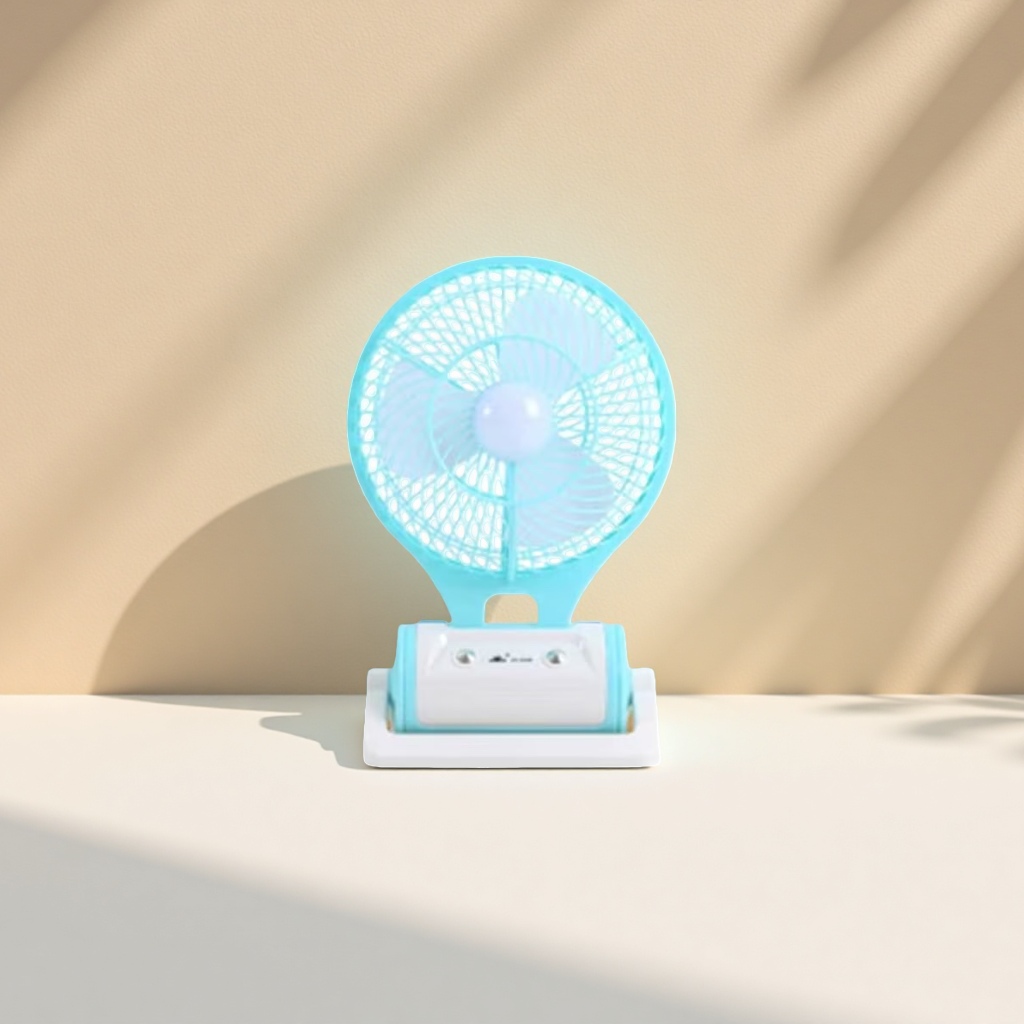 Light blue folding fan with lighting, strong wind, soft noise, foldable and portable Application Scenario