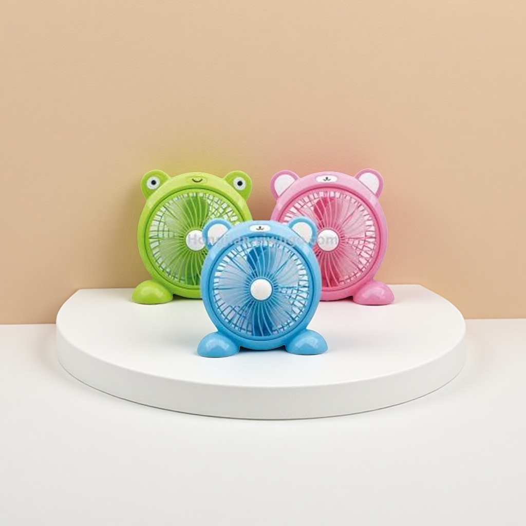 Green frog, pink bear and blue bear shaped small fan are available in three colors