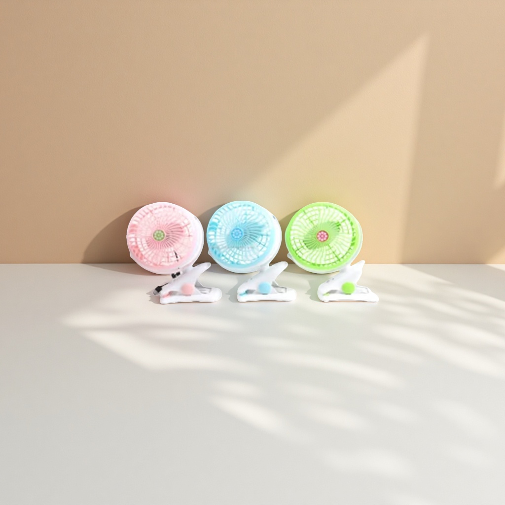 The color clip-on fan with adjustable wind speed is designed as a portable desktop small fan clip