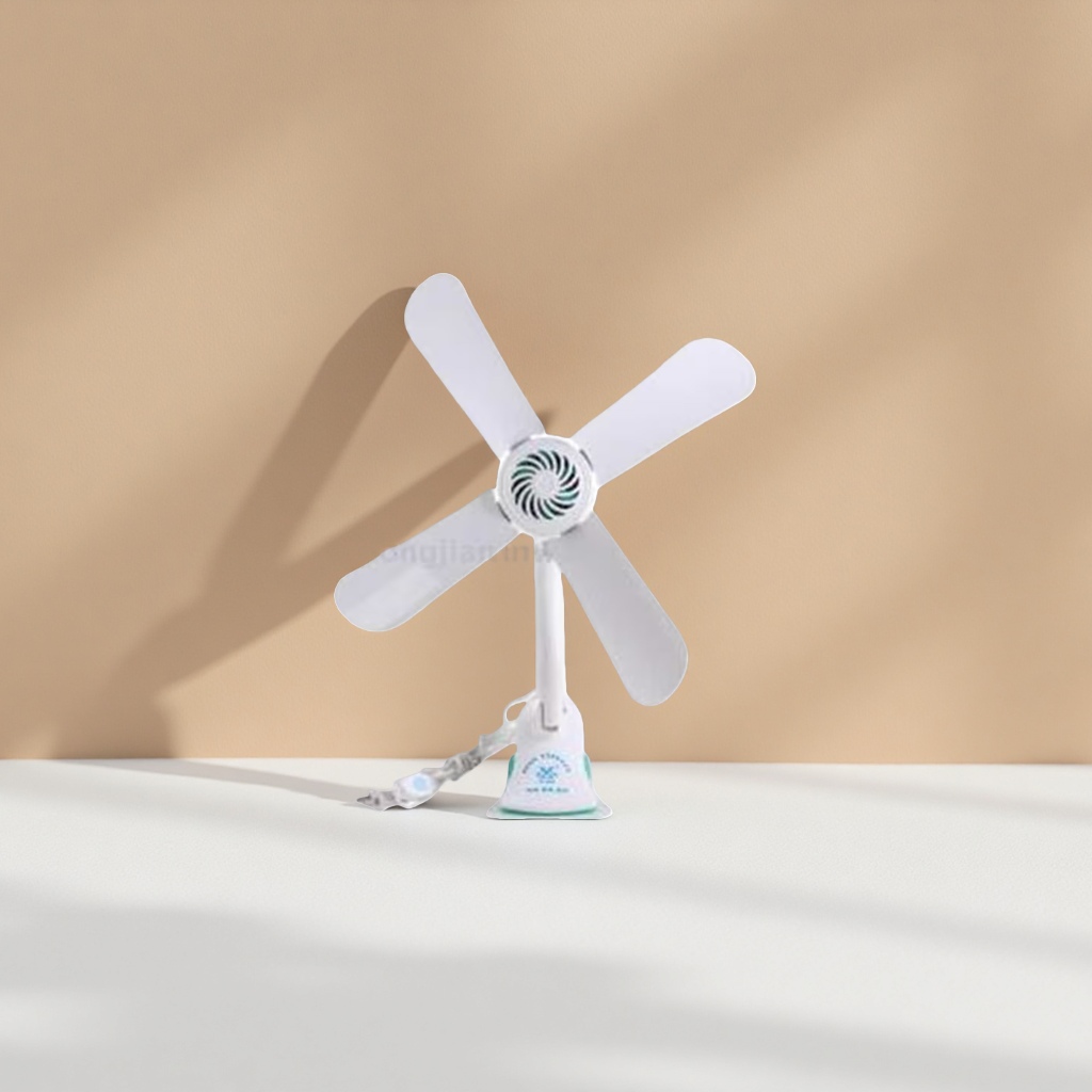 White four-blade fan, household silent floor fan, desktop small fan, summer cooling and air supply