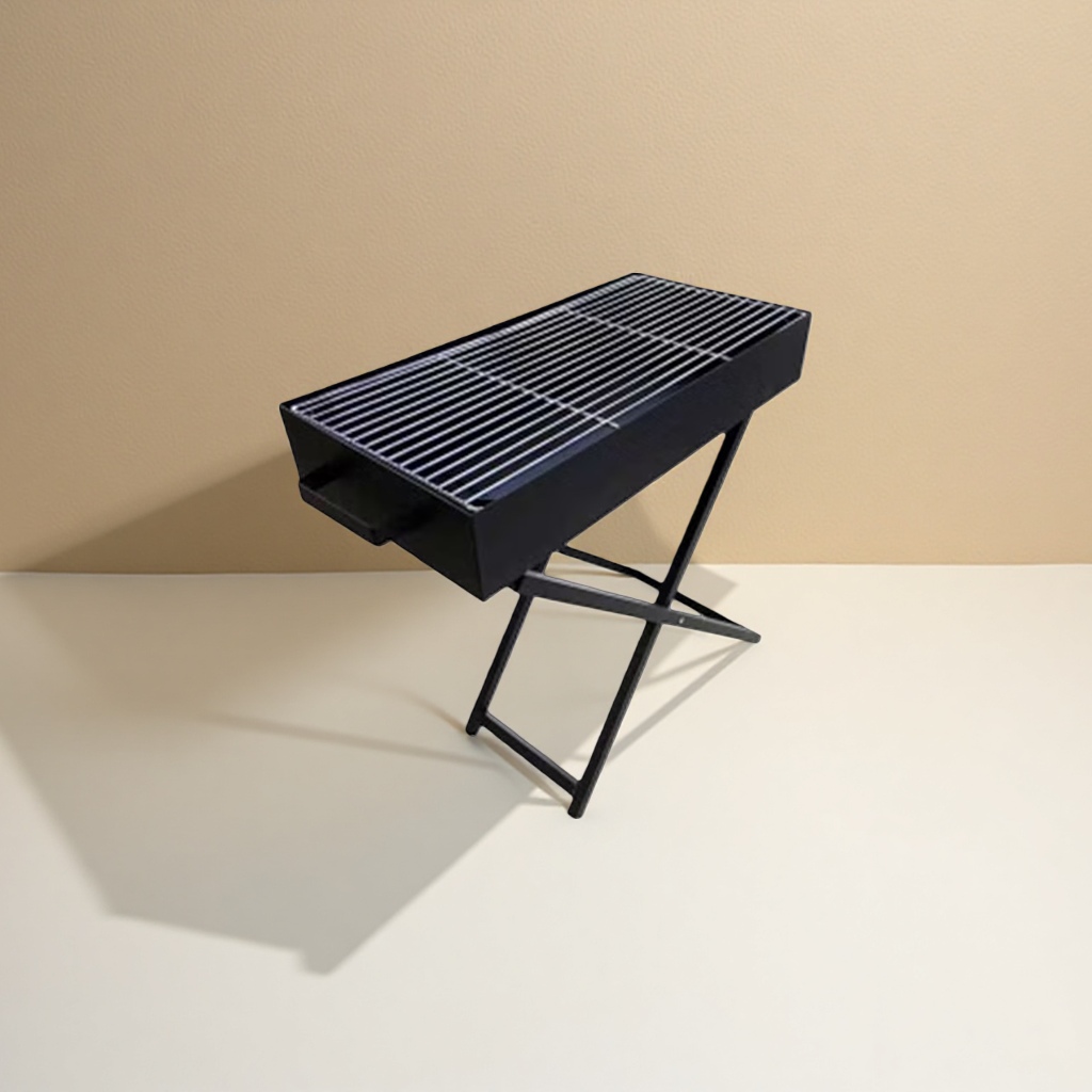 Black portable grill, outdoor camping barbecue grill, folding barbecue grill, small household size Application Scenario