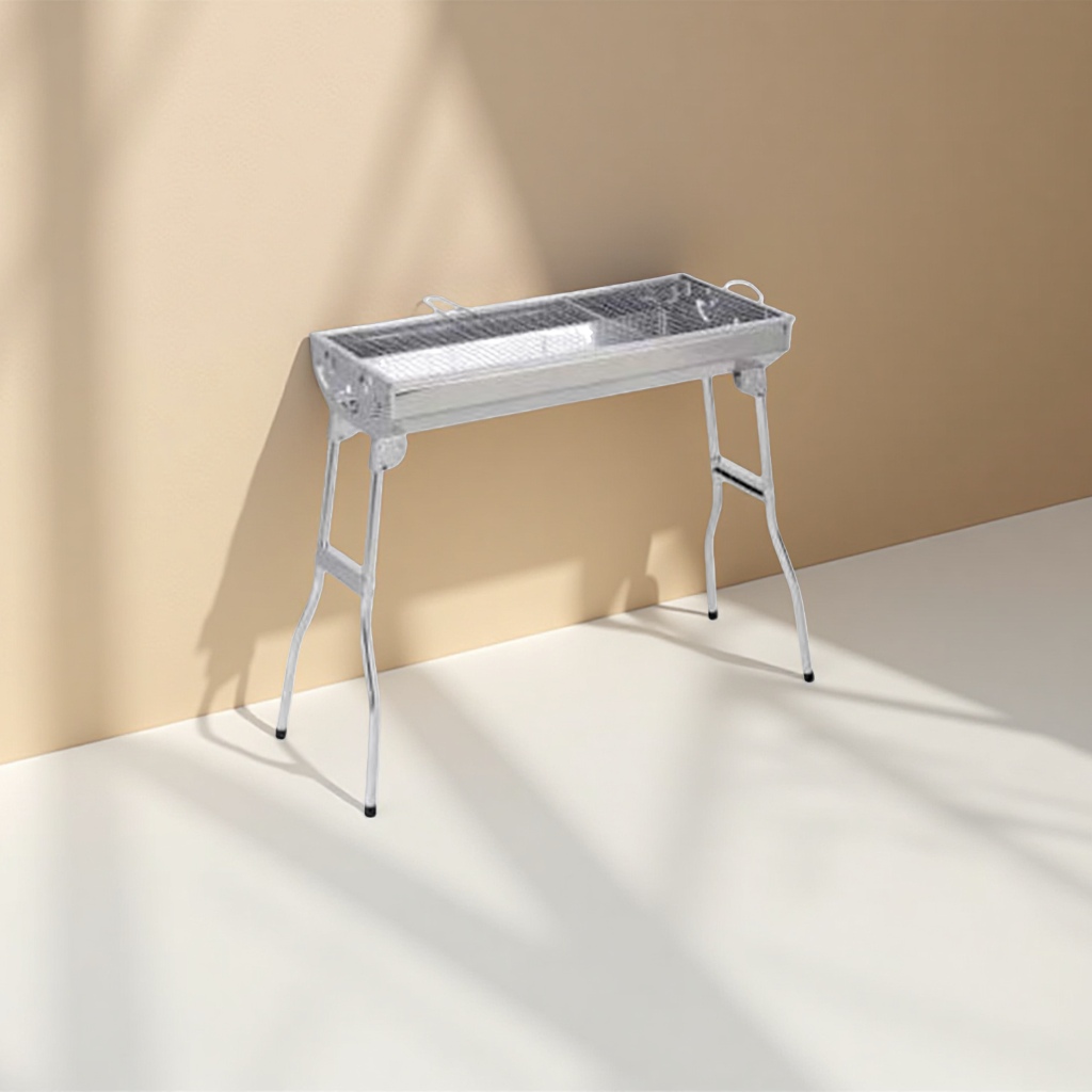 Silver folding portable barbecue grill, outdoor camping, home charcoal grill stand Application Scenario