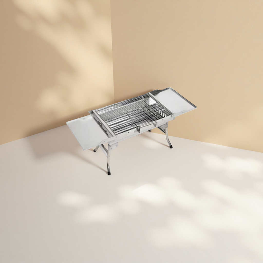 Silver stainless steel thickened grill stand for outdoor camping barbecue grill Application Scenario