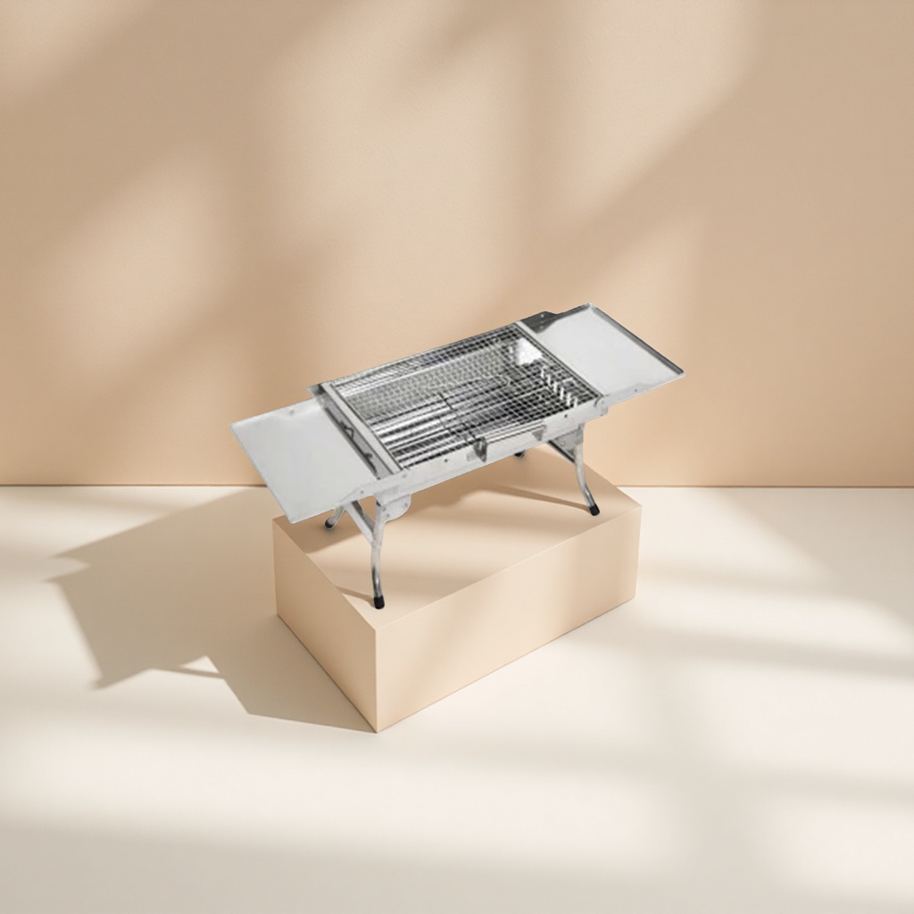 Silver stainless steel thickened grill stand for outdoor camping barbecue grill Specification image