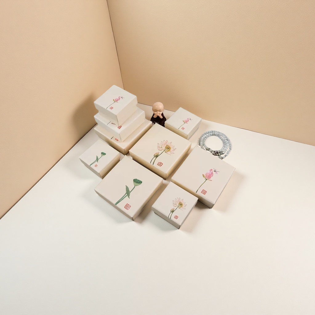 Diseño de lotus beige caja de regalo paquete exquisito para regalos